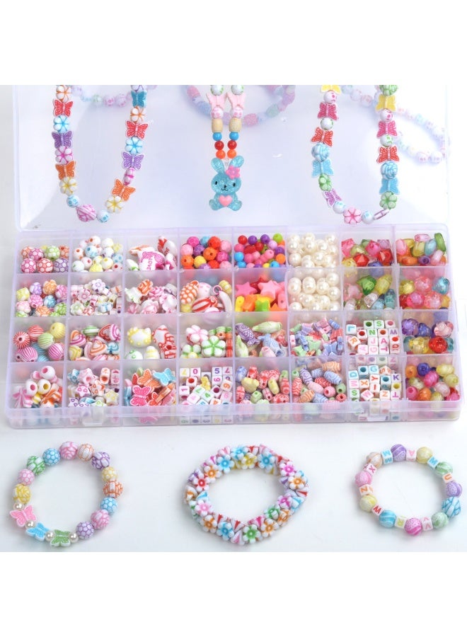 Capstro Kids Beaded Bracelet Making Kit – 32 Grid DIY Jewelry Craft Set with Colorful Pony, Alphabet & Charm Beads | Creative Gift for Girls - Image 1